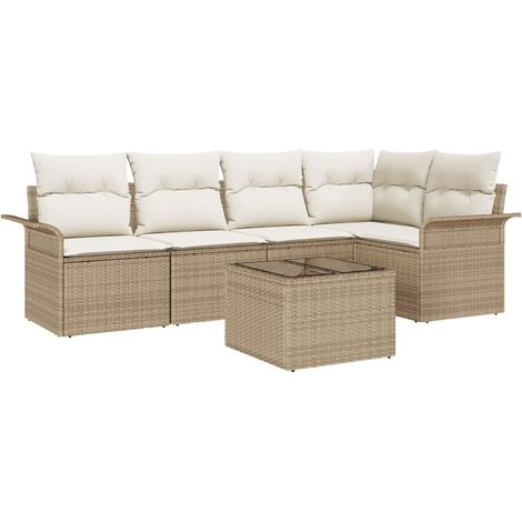 Maison Exclusive - Garten-Sofa-Set mit Kissen mit Speicher 6 pcs