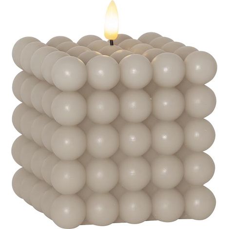 Star Trading Bougie Flamme Dot, Bougie Bulle, Beige, LED, Minuteur, Blanc chaud, 12,5 cm