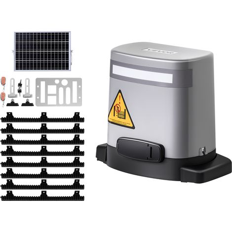 VEVOR Apricancello Scorrevole Solare, Kit Apricancello Elettrico da 280 W per Cancello Fino a 20 m e 816 kg, Motore per Porta Scorrevole con Binario a Ingranaggi, Sensore a Infrarossi