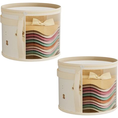 Grand panier de rangement pour chapeaux, zippé, transparent, pliable, avec bord rond et poignée renforcée (1/5)