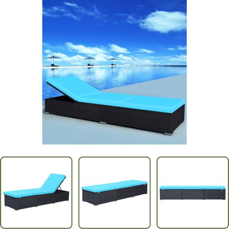 Poly Rattan -  Sonnenliege mit Auflage Poly Rattan Schwarz (1/5)
