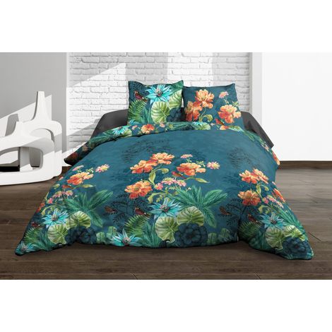 Housse de couette 220x240 + 2 taies - Pur coton 57 fils - Amelia (1/4)