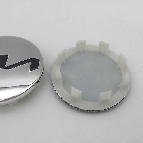 Lot de 4 cache-moyeux de roue de voiture 58 mm et 59 mm, autocollants décoratifs, 58 mm, argentés, 2 pièces (1/2)