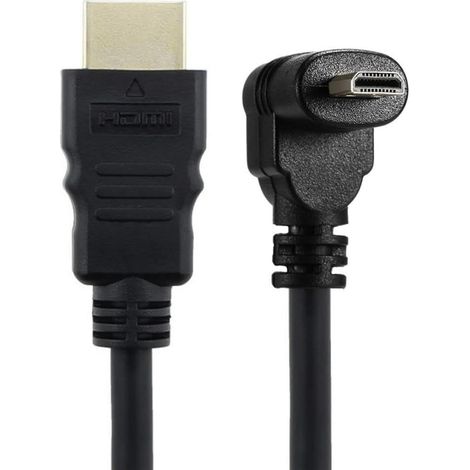 Câble micro HDMI vers HDMI mâle HDTV coudé à 90 degrés 4K 60 Hz compatible avec téléphone portable, tablette et appareil photo (1/5)