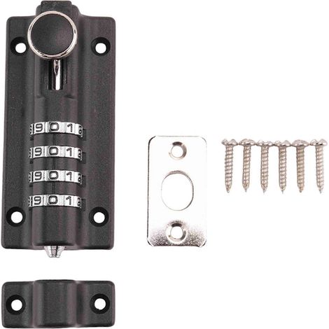 Verrou à combinaison noir en métal, cadenas antivol à combinaison numérique pour porte extérieure en bois, quincaillerie pour portail. (1/5)