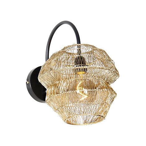 Oriental Wall Lamp Black with Gold - Vadi