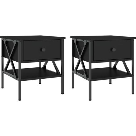Set di 2 comodini con cassetto e ripiano 40 x 42 x 45 cm in legno ingegnerizzato nero DEC035584