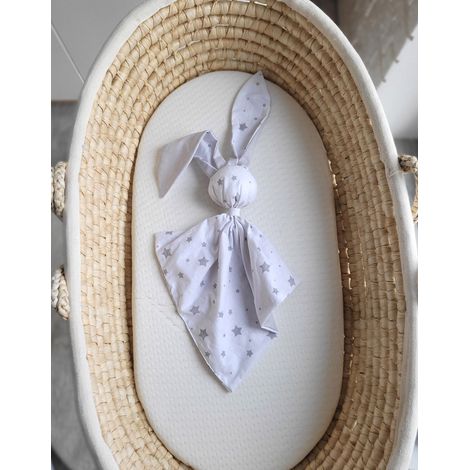 Manta de conejito de algodón suave y tierno - Mini estrellas gris/gris (1/5)