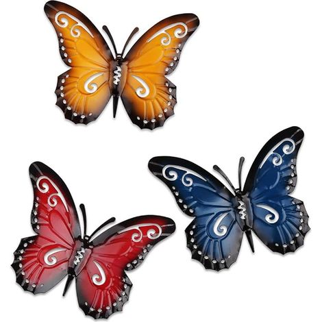 3 Pieces Metal Butterfly Metal Butterfly Wall Decor Metal Butterfly Wall Art Metal Butterfly Garden Wall Decor for Garden Yard Fence Living Room Bedroom Decoration (1/5)