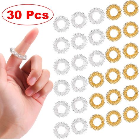 Anillo De Acupresion - Anillo Sensorial Con Puntas De Acero Inoxidable - Para Reducir El Estrés Y Estimular La Circulación - 30 Unidades (1/5)