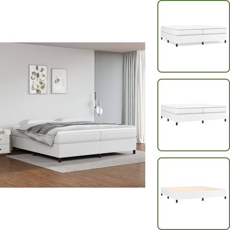 The Living Store Giroletto a Molle con Materasso Bianco 200x200cm in Similpelle - Materasso a molle