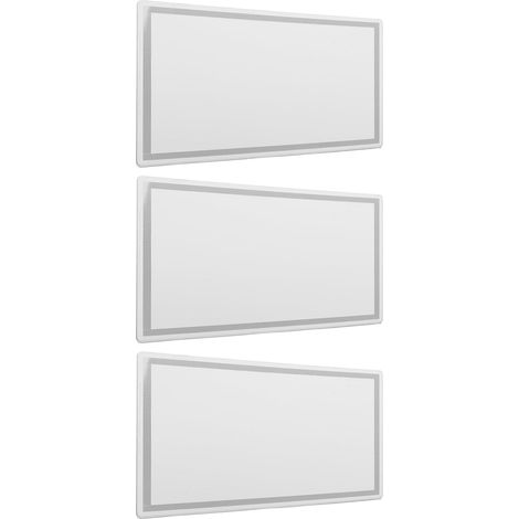 Lot de 3 miroirs courtoisie incassables acier inox 150x80 mm pour pare-soleil voiture