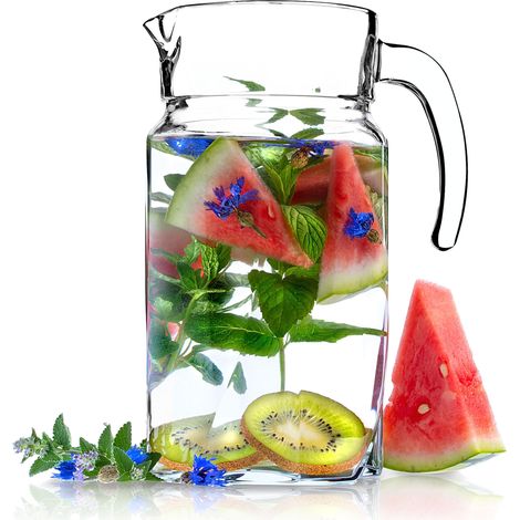 KADAX Krug, Glaskanne, Glaskrug aus robustem Glas, Wasserkrug, 1.7L (1/5)