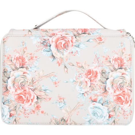 Pencil Case 200 Slots Rose Printed 4‑Layer Zipper Pen Holder Stationery Storage Pocket (1/5)