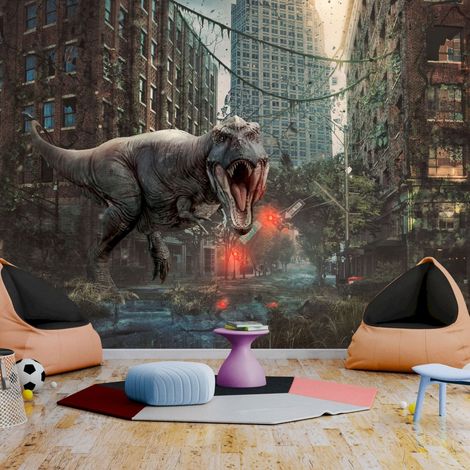 Papier peint adhésif Dinosaure dans la ville - 441 x 315 cm (1/4)