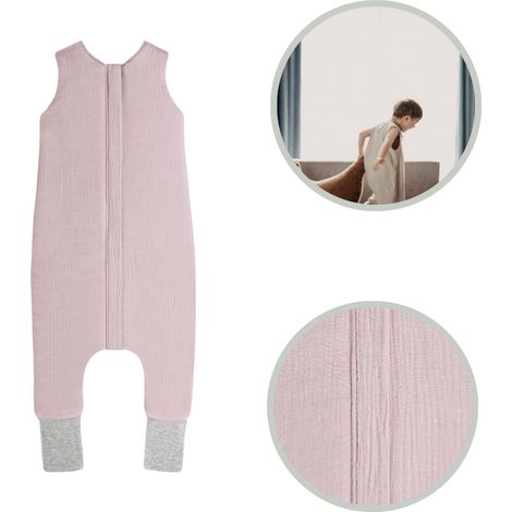 Saco de dormir de muselina con pies, talla M (3-5 años), color rosa.