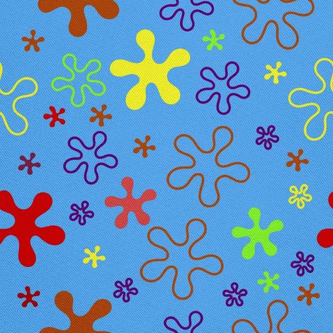 Outdoor dekostoffe oxford - Motiv bunte Spritzer auf blauem (1/5)
