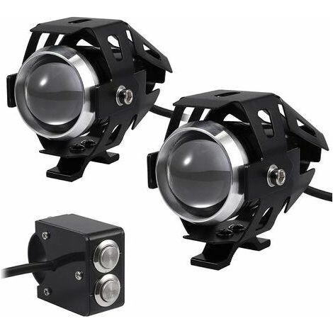 2x Phares LED Moto 15W 3000LM Anti Brouillard Étanche 12-24V Projecteur Avant avec Interrupteur pour Scooter Quad (1/4)