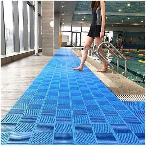 Wasserdichte und rutschfeste Drainagematte für Schwimmbäder, Badezimmer, Duschen, Garagen und Haustierbereiche – hellblau, 30 × 30 cm (1/5)