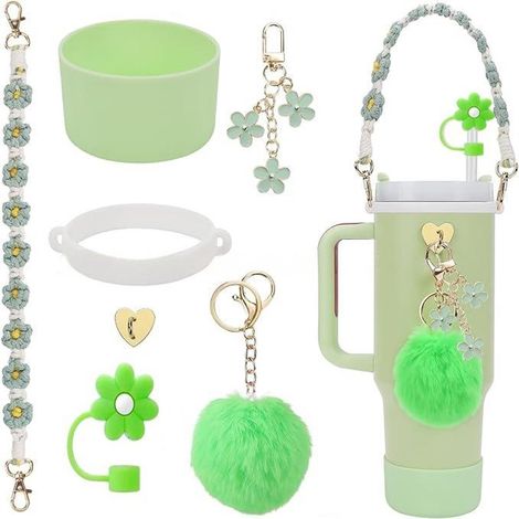 Accessori decorativi per tazze d'acqua, adatti per tazze Stanley da 40 oz, contengono: 1 manico, 1 cannuccia, 1 gancio in peluche, 1 gancio, 1 coperchio inferiore in silicone per (1/5)