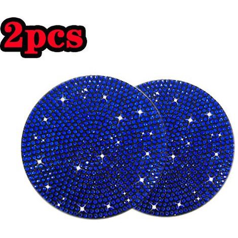 Tapis de sol auto à motif losanges, porte-gobelets, tapis antidérapants, coussinets en silicone, tapis pour porte-gobelets, petits outils, accessoires auto brillants et imperméables   2 bleus (1/5)