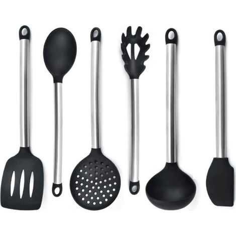 6 Pièces Spatule en Silicone, Poignée Acier Inoxydable, Résistant Chaleur, Ustensile Cuisine Antiadhésif (1/5)