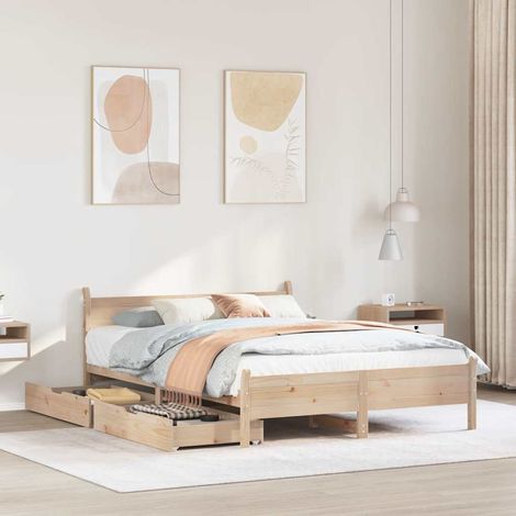 vidaXL Letto senza Materasso 135x190 cm in Legno Massello di Pino