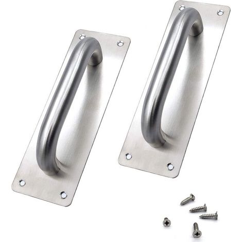(200 x 65 mm)Poignées de porte coulissante, poignées de porte en acier inoxydable, portes coulissantes, placard, toilettes, garage, abri de jardin, poignées de porte avec plaque en métal (1/4)