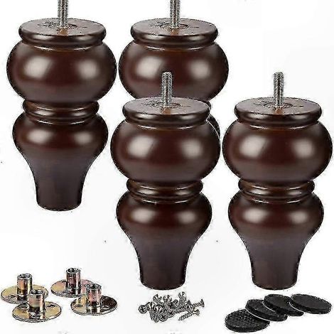 Massivholz-Möbelbeine, 15 cm, 4er-Set mit M8-Schraubbefestigungsplatten (1/5)
