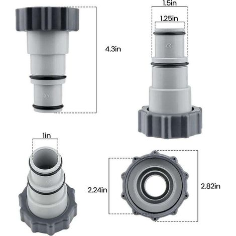 Adaptateur Tuyau Piscine 2 Pièce Raccord Piscine Adaptateurs Filetés Mâles pour Pompe de Vidange De Piscine, pour Tuyau de 1,5 Et 1,25" - Série A (1/4)