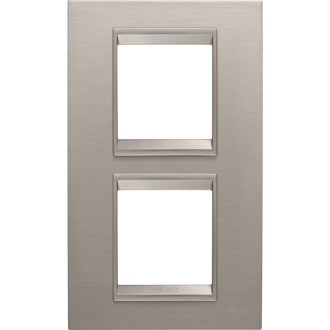 PLAQUE LUX 2+2P V MÉTAL ALUMINIUM BROSSÉ GEWISS GW16224XS