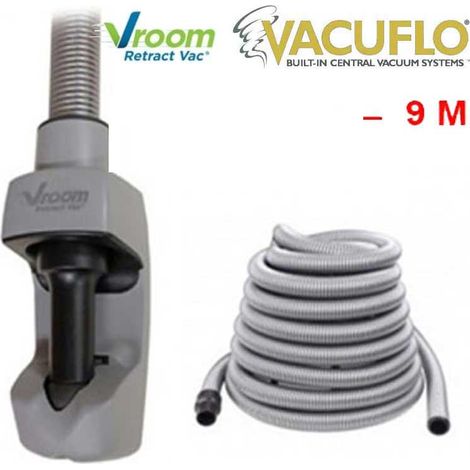 Atepac – Flexible Vroom Retract Vac – Tuyau pour aspiration centralisée – Longueur 9m ou 12m – Installation rapide – Nettoyage efficace