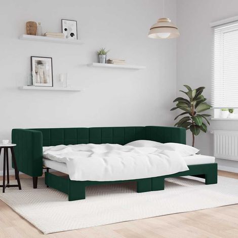 Sofá cama nido terciopelo verde oscuro 80x200 cm (1/5)