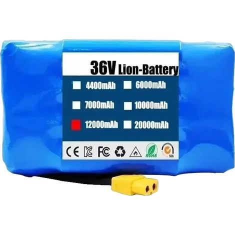 Batterie Lithium-ion Rechargeable, 36V, Capacité 4,4Ah, 12000mAh (1/2)
