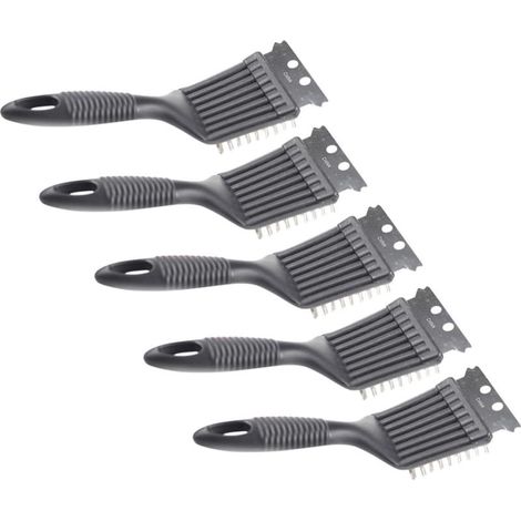 5pièces Brosse De Nettoyage pour Barbecue Acier Inoxydable avec Poignée Plastique Ustensiles De Nettoyage BBQ Multifonctionnels (1/3)