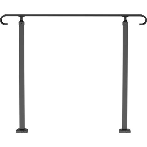 Rambarde en fer forgé, adaptée aux escaliers extérieurs à 2 ou 3 marches, rampe réglable pour porche, style transitionnel noir, pour marches en béton ou en bois, kit d'installation inclus. (1/5)
