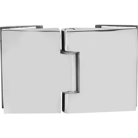 Charnière verre double face biseautée inox pour porte de douche, compatible verre 8-12mm, robuste et durable. (1/5)