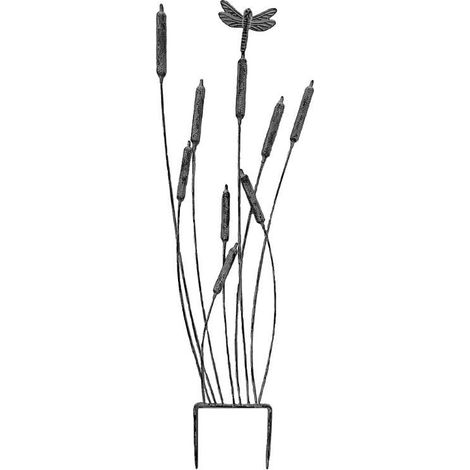 Treillage en fer roseaux gris 29x91cm – Décor végétal élégant – Pour faire grimper vos plantes – Facile à planter – La Grande Prairie (1/2)