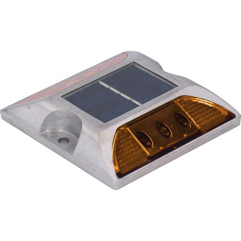 Solarbetriebene Straßenmarkierungsleuchte aus Aluminiumguss für Einfahrten, Stufen, Gehwege, Treppen, Außenbereich, IP68 wasserdicht, gelbes Licht (1/5)