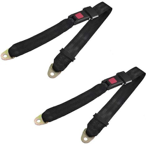 2x schwarzer, verstellbarer Zweipunkt-Autosicherheitsgurt (Beckengurt) (1/2)
