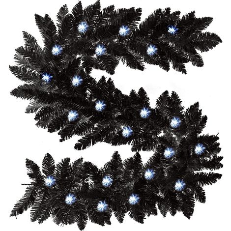 2M Black Pre-Lit Imperial Pine Christmas Garland with 50 Cool White LEDs (1/3)