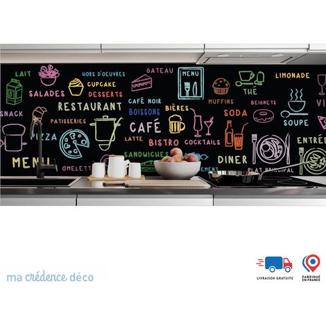 Crédence : Dessin food coloré noir - Alu composite - 60 - 120 (1/3)