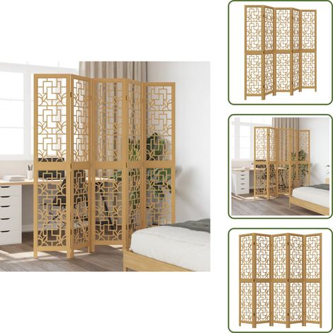 Cloison bois - vidaXL Cloison de séparation 5 panneaux marron bois paulownia massif - Séparateur intérieur