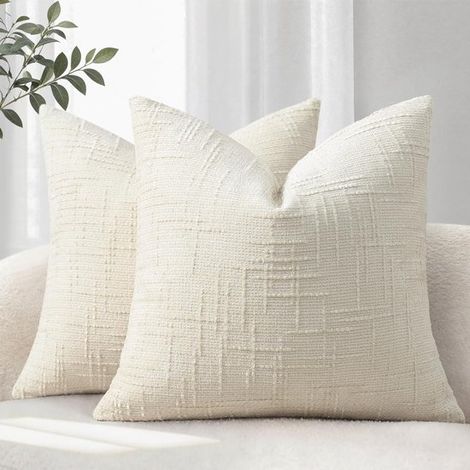 Set mit 2 dekorativen Kissenbezügen, 40x40 cm, beige, weicher Chenille, Sofakissenbezüge, Heimdekoration (1/5)