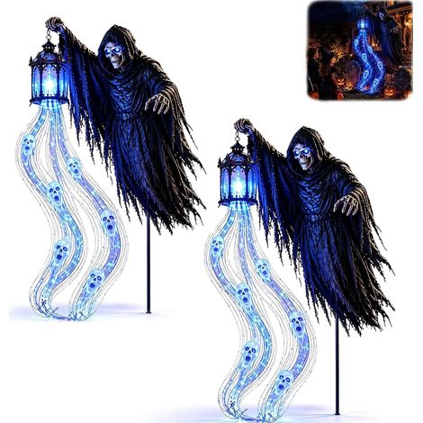 Lumière De Jardin Animée Halloween Soul Harvester, Fantôme Brillant (1pc) Décoration Lumineuse Animée De La Faucheuse Pour H(L022)