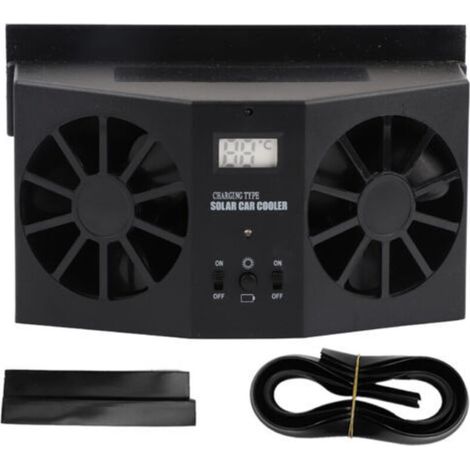 Ventilateur d'aération pour automobile, ventilateur de refroidissement noir, grande durabilité, solaire, portable et largement utilisé, accessoire pour les passionnés de voiture (1/5)