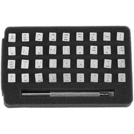 PA 36pcs lettre à frapper, Lettre Punch Kit de l'alphabet Outils de Poinçonnage de 26 lettres et 10 numéros Leathercraft lettres(6mm) (1/5)
