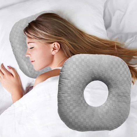 Oreiller de piercing d'oreille pour les personnes dormant sur le côté avec trou d'oreille pour CNH et douleurs aux oreilles, inflammation d'oreille (1/5)