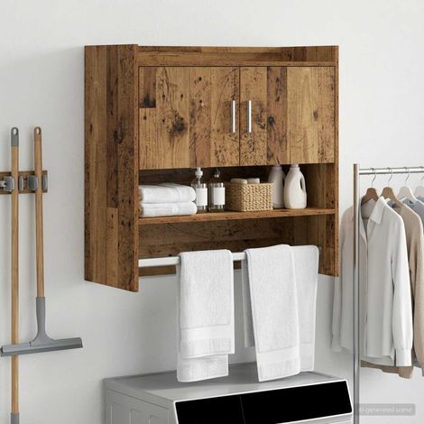 Étagère murale en bois d’ingénierie, rangement intérieur, bois ancien, 80 x 36 x 80 cm - PANGIVO (1/5)