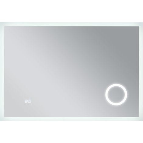 Miroir décoration moderne design LED Scafa pour salle de bain avec loupe 3 fois 70 x 100 cm blanc (1/5)